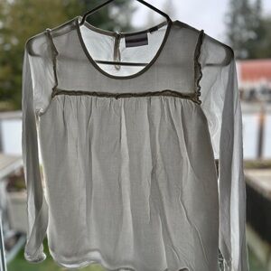 The Children's Place Cream Sheer Blouse with Ruffle Detail